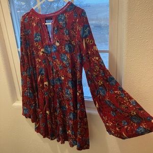 Umgee Floral Bell Sleeve Dress
